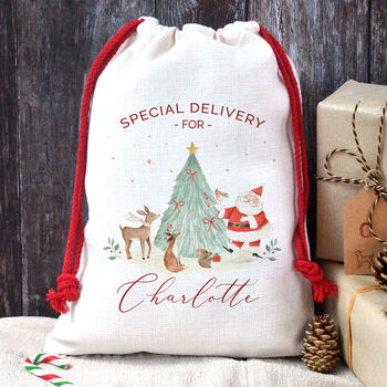 Personalised Christmas Santa Sack Woodland Animals, 2 of 2