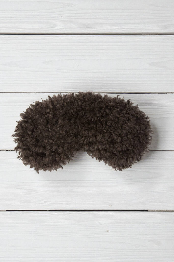 Cocoa Teddy Eye Mask In Curly Fur, 1 of 2
