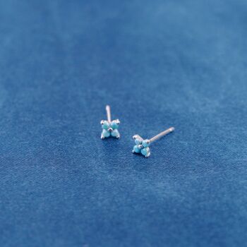 Turquoise Birthstone Flower 925 Sterling Silver Stud Earrings, 6 of 7