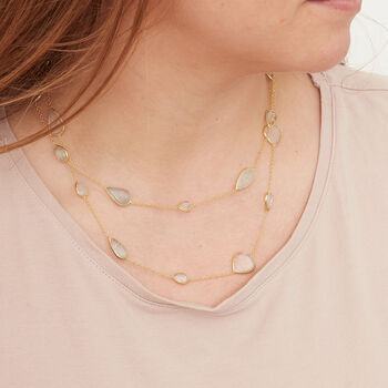 Aquamarine Pebble Gold Plated Silver Chain Necklace, 6 of 9
