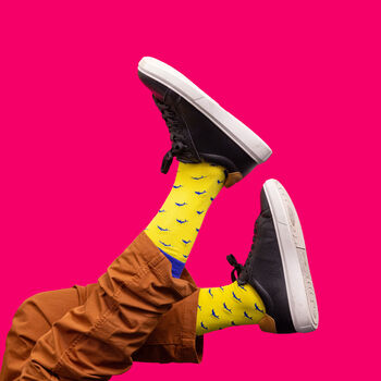 Persona Bold Colourful Mens Socks, Egyptian Cotton, Soft, Durable And Breathable Novelty Socks, Dolphin Pattern, Gift For Him, 2 of 5