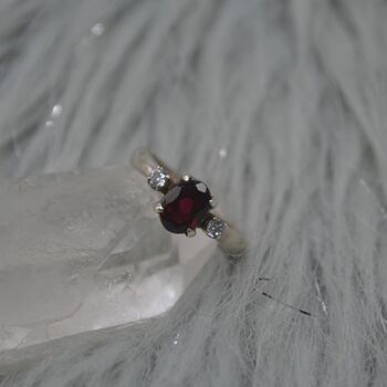 Red Garnet, Cz Sterling Silver Ring: January Birthstone, Handmade Stacking Ring, UK Size L, 6 of 9