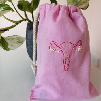 Period Power Hand Embroidered Pink Bag, 5 of 8
