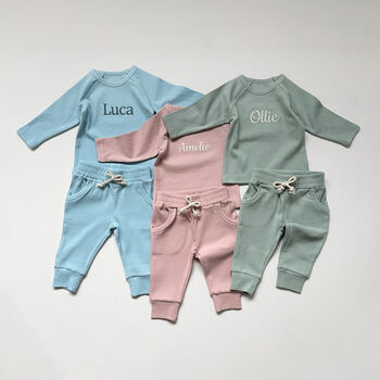 Childrens Personalised Organic Cotton Ribbed Set, 4 of 10