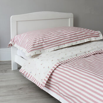 Floral Stripe Duvet Cover And Pillowcase Set Two Sizes, 6 of 12