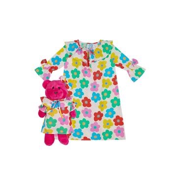 Alessia Girls Nightdress Set With Matching Teddy Bear, 6 of 6