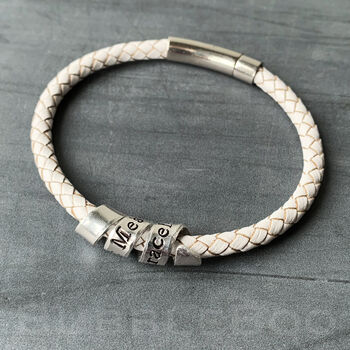 Personalised White Leather Secret Message Bracelet, 6 of 10