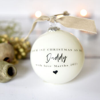 Personalised First Christmas Bauble As Mummy Or Daddy, 3 of 3