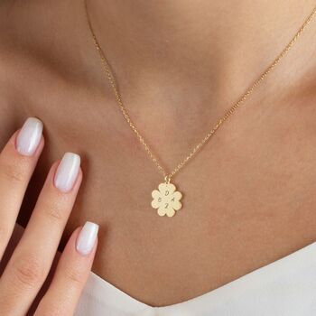 Four Leaf Clover Necklace With Initials, 7 of 9