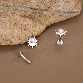 Sterling Silver Opal Sun 16 G Flat Back Earrings, 3 of 11