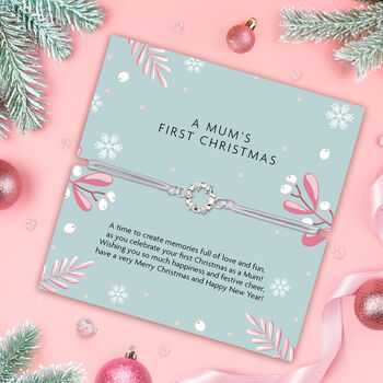 A Mums First Christmas Wreath Bracelet In White Soft Pouch, 2 of 5