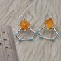 Raw Citrine,Turquoise Sterling Silver Earrings, thumbnail 2 of 8