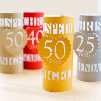 50th Golden Wedding Anniversary Personalised Lantern, 5 of 5