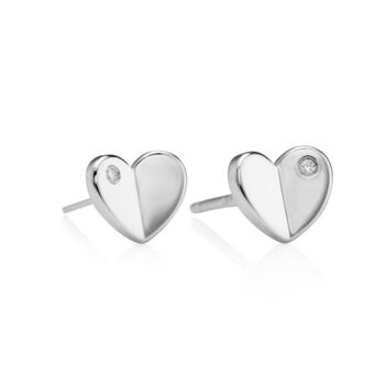 Hypoallergenic Sterling Diamond Heart Earrings, 3 of 6