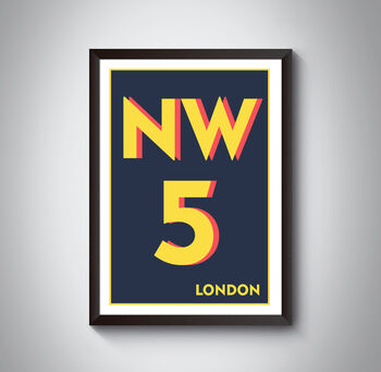 Nw5 Camden London Typography Postcode Print, 8 of 10