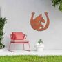 Rusted Metal Horse Garden Wall Art Horseshoe Design, thumbnail 7 of 9