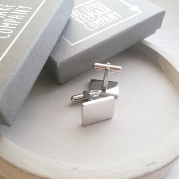 Stainless Steel Engraved Rectangle Cufflinks, 3 of 5