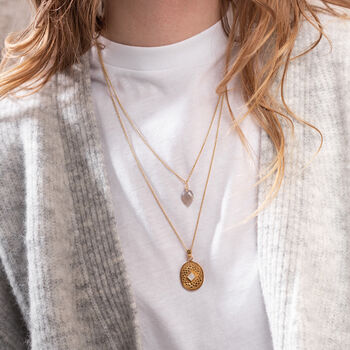 Blooming Lotus Moonstone Necklace In 18k Gold Vermeil, 4 of 8