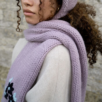 Forget Me Not Knitted Lilac Scarf, 2 of 6