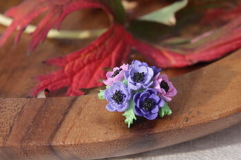 Hand Painted Anemone Brooch In Different Colours, 4 of 6