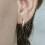 14ct Gold Diamond Huggie Hoop Earrings, thumbnail 2 of 6