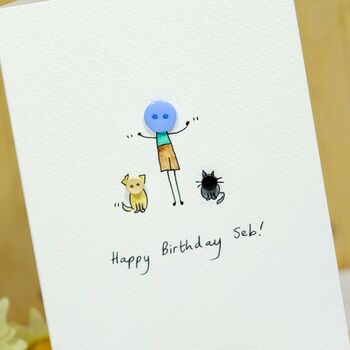 Personalised 'Button Pet' Handmade Birthday Card, 3 of 6