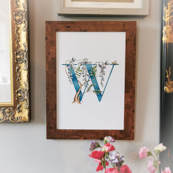 W Is For Wisteria Botanical Print, Personalised, 7 of 9