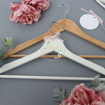 Personalised Clear Wedding Hanger Tag Botanical, 3 of 5