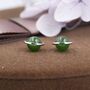 Sterling Silver Genuine Jade Planet Stud Earrings, thumbnail 1 of 12