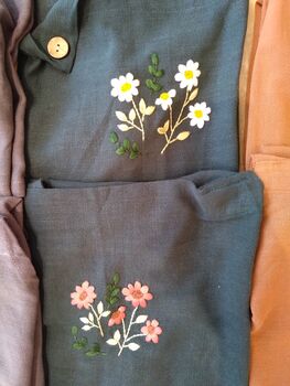 Hand Embroidery Daisy Linen Apron, 3 of 5