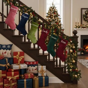 Luxury Personalised Velvet Christmas Stocking, 5 of 12