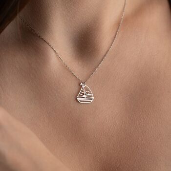 Sterling Silver Sailboat Necklace, 2 of 9
