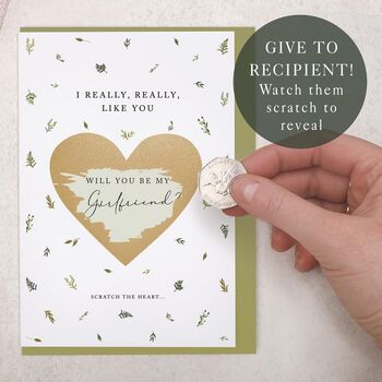 Botanical Scratch To Reveal Will You Be My Girlfriend Card, 3 of 4