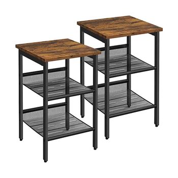 Set Of Two Industrial Side Table With Mesh Shelves, 9 of 9