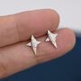 Opal Four Point Star Stud Earrings In Sterling Silver, thumbnail 5 of 11