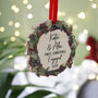 First Christmas Engaged Wooden Wreath Decoration Ornament, thumbnail 5 of 6