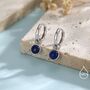 Sterling Silver Dangling Lapis Lazuli Hoop Earrings, thumbnail 4 of 12