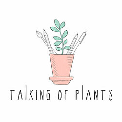 Plant pot with pencils and Talking of Plants text