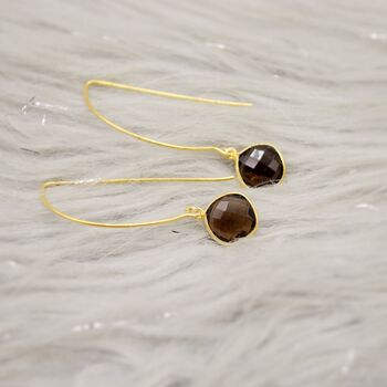 Smoky Quartz Gold Plated Sterling Silver Earrings, 3 of 8