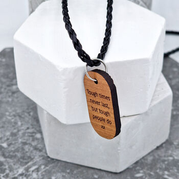 Personalised Woodgrain Men's Secret Message Necklace, 6 of 6