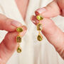 Green Peridot 18 K Gold And Silver Drop Earrings, thumbnail 2 of 12