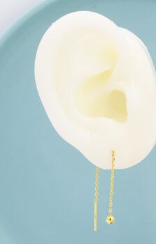 Sterling Silver Minimalist Ball Ear Threader, 2 of 10