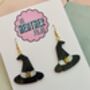 Witch's Hat Glitter Resin Earrings / Halloween Jewellery / Gothic Style Jewellery Shimmering Midnight Glitter / Gift For Witches, thumbnail 3 of 5