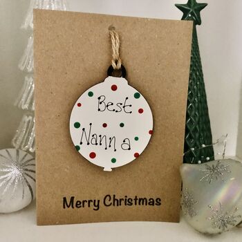 Personalised Nanna Christmas Card Bauble Decoration, 2 of 2