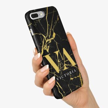 Personalised Gold Black Marble Phone Case, 2 of 6