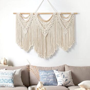 Set Of Three Macrame Wall Hanging Large Woven Tapestry, 4 of 8