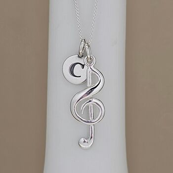 Personalised Sterling Silver Treble Clef Charm Necklace, 2 of 5