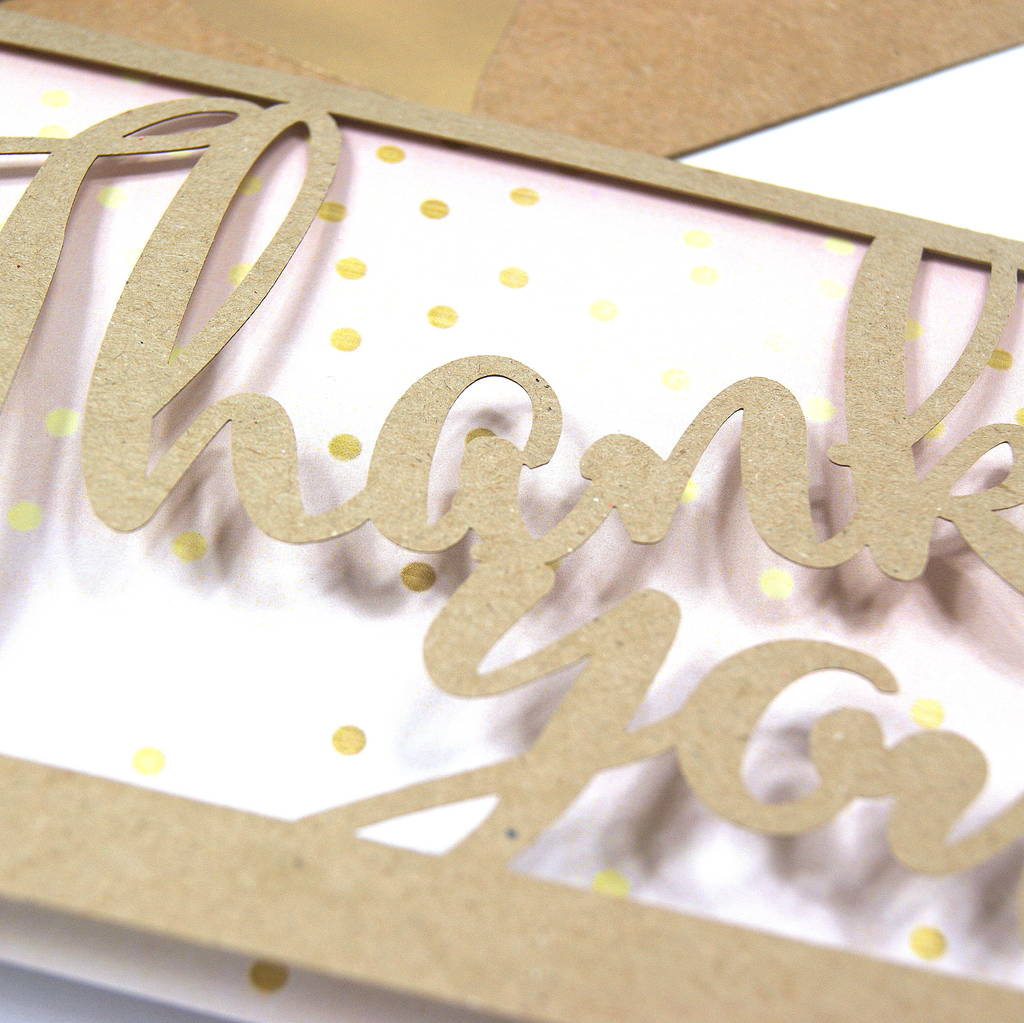thank you gold dotty eco craft laser cut card by the hummingbird card company