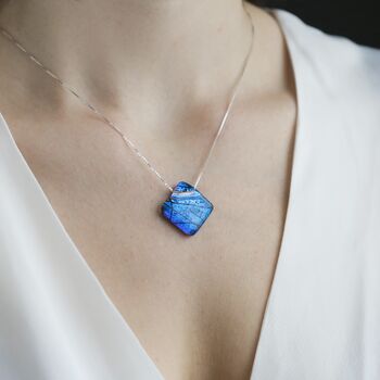 Blue Fused Glass Pendant Necklace, 2 of 10
