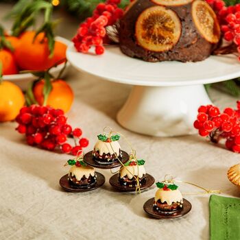 Christmas Pudding Baubles Set Of Four, 2 of 2